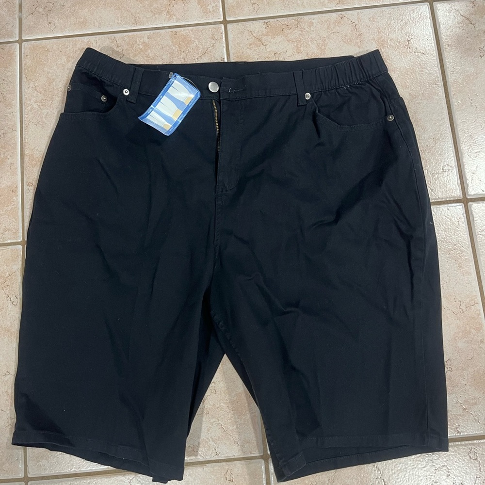 Denim&Co Black Flat Front Denim Shorts